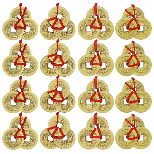 JUNEBRUSHS 16Pcs Chinese Fortune Feng Shui Coins New Year Lucky