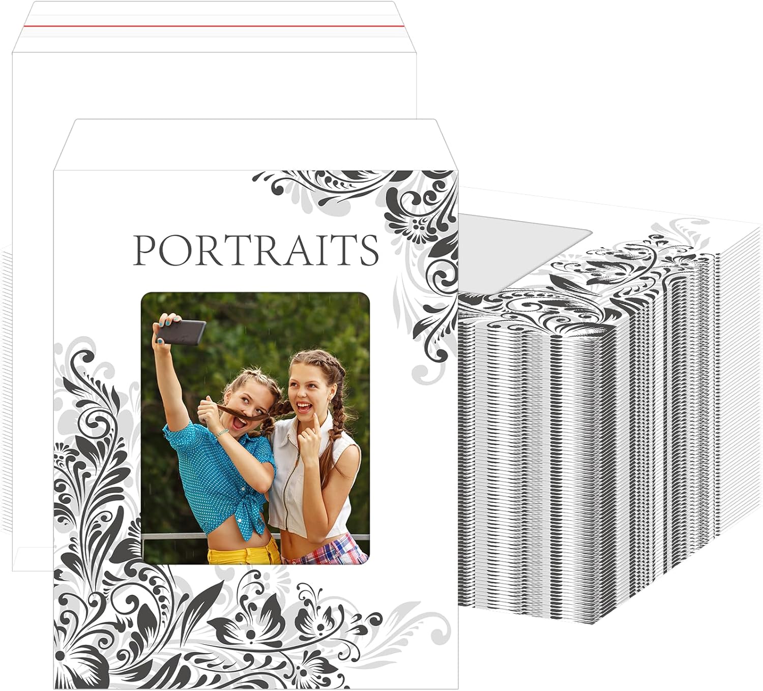 100 Pcs Photo Envelopes 8 3/4'' x 11 1/8'' Portrait Envelope with 5'' x 6'' Plastine Window for Photos Catalog Magazine Brochures Certificates Company Calendar(Garden Bloom)