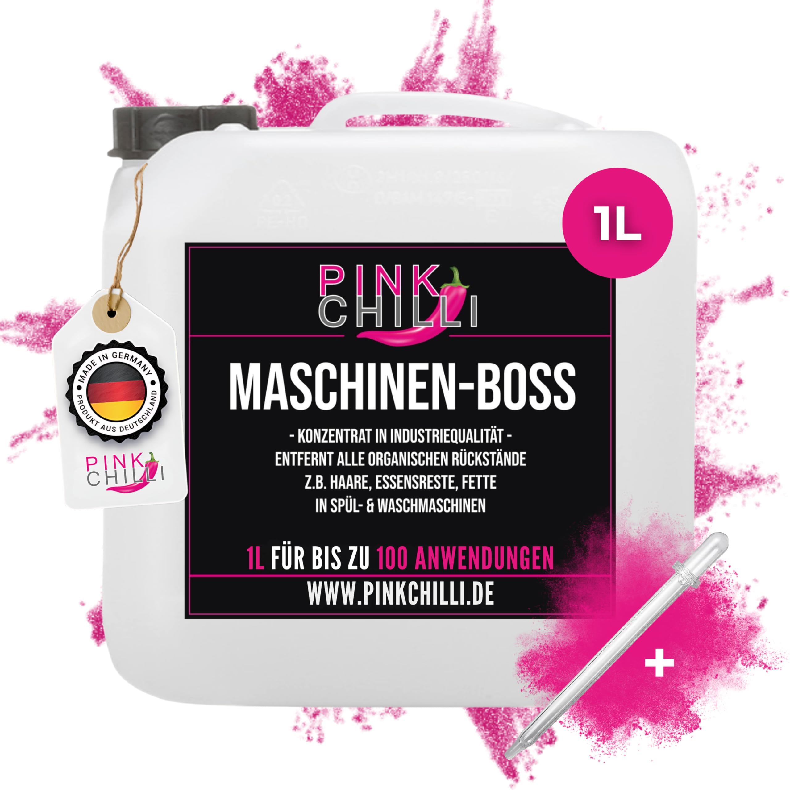 Maschinen-Boss 1l - Biofilm entfernen Waschmaschine & Spülmaschine - ca 100 Anwendungen - Sensoren Maschinenreinigung Geruchsentfernung - hochkonzentrierter Reiniger gegen Ablagerungen