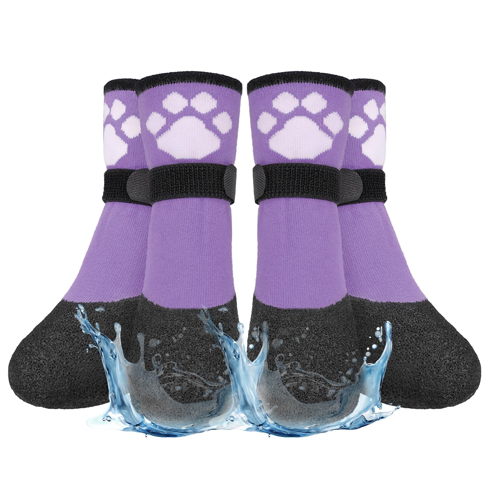 BEAUTYZOO Anti Slip Dog Socks Boots, Dog Shoes for Hot/Cold Pavement Snow Rain Days,Waterproof Grip Dog Booties Paw Protector for Hardwood Floor, Prevent Licking for Small Medium Large Senior Old Dogs