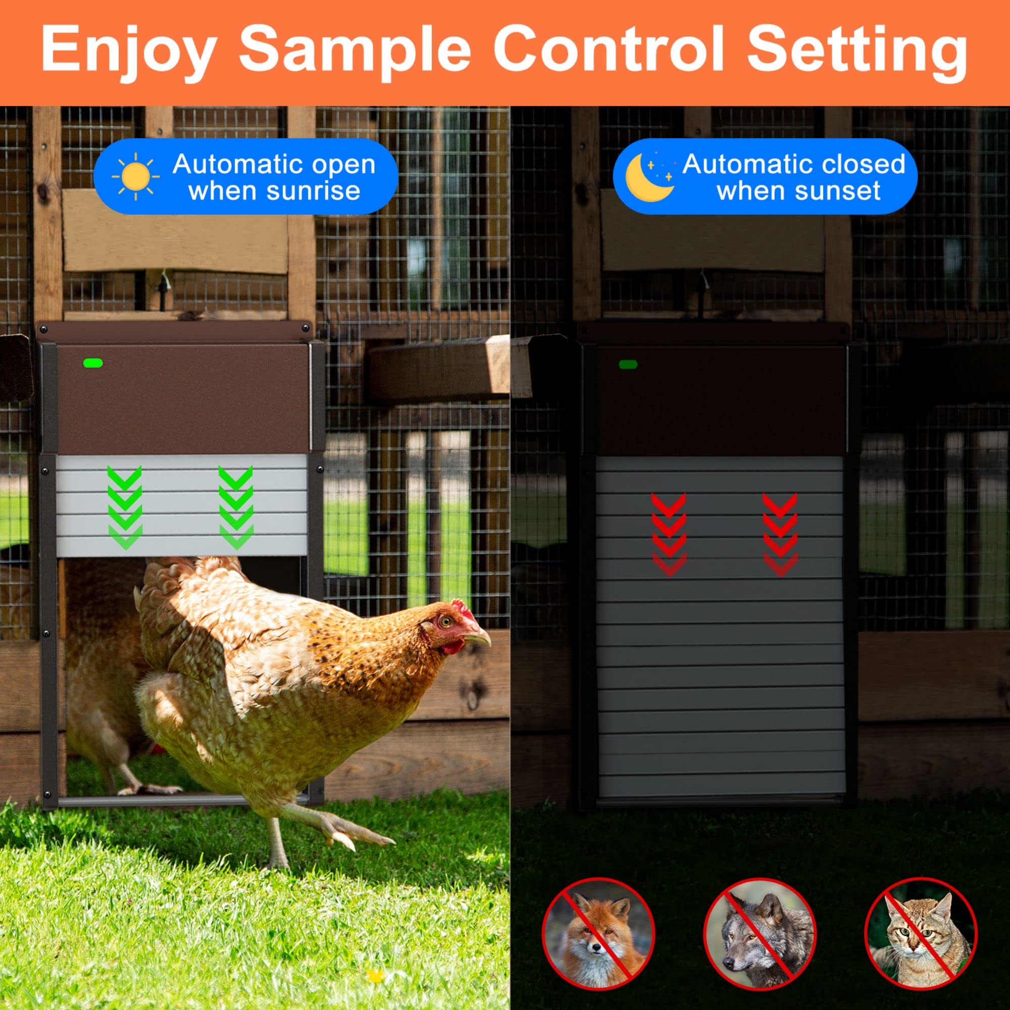 Automatic Chicken Coop Door Solar Powered Opener Aluminum Auto