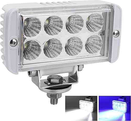 Luces LED de doble color para lancha, IP67, impermeable, luz esparcidora marina, cubierta de barco, haz de inundación, barra de luz LED para pesca