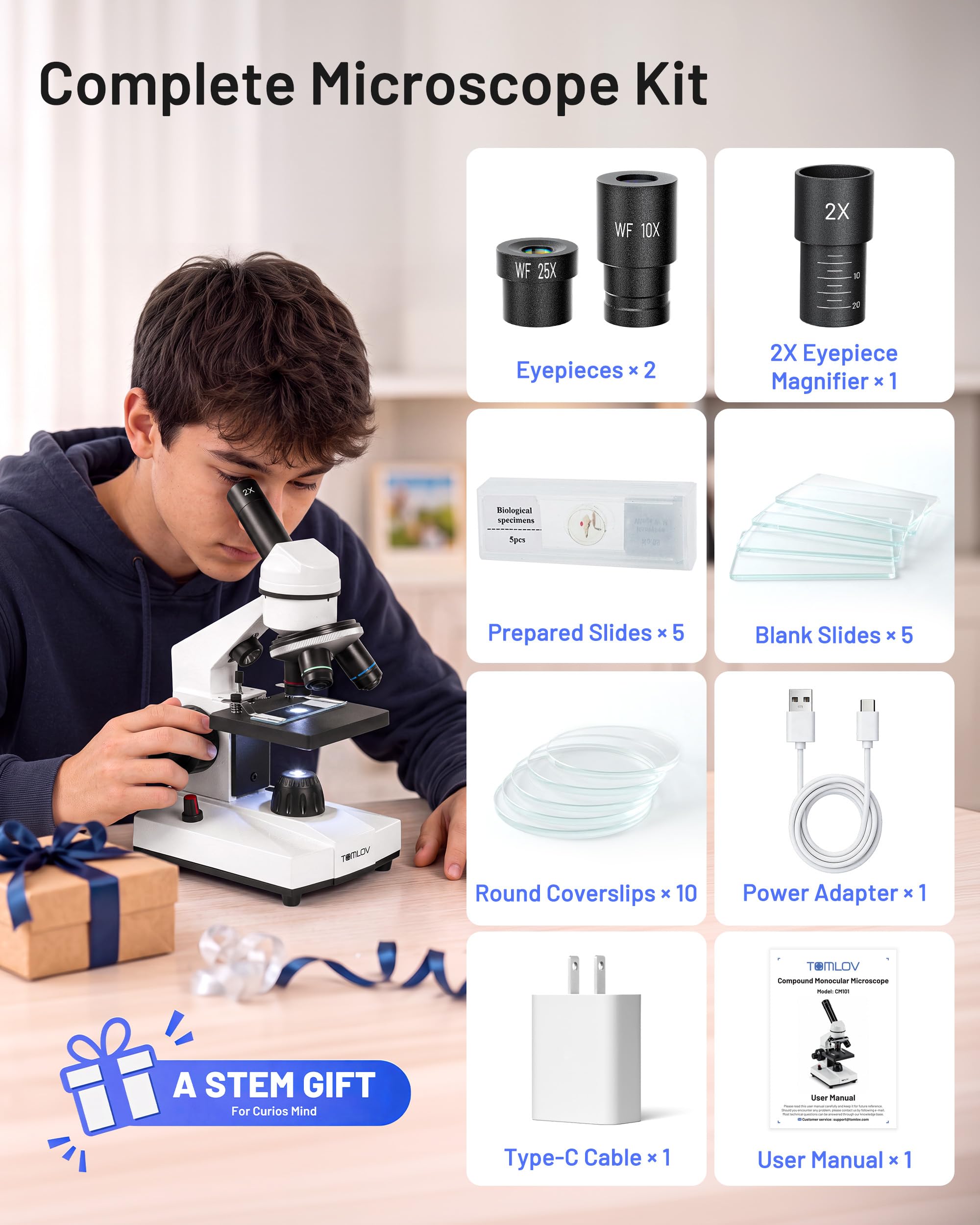 TOMLOV Microscope - Explore the Microscopic World -9
