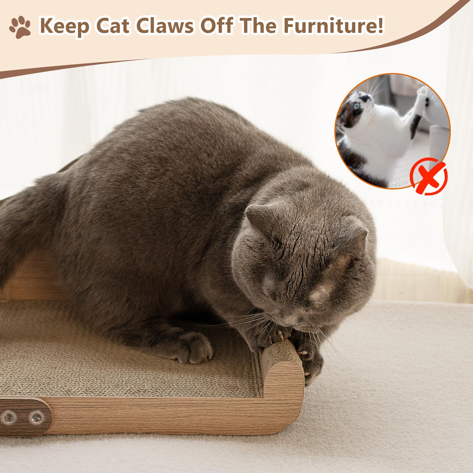 NATUYA Cama de cartón rascador para gatos, sofá grande de 24 pulgadas, almohadilla duradera para gatos de interior
