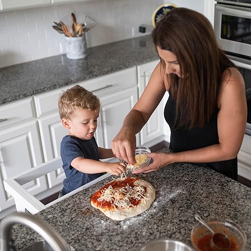 Miniatura 8 de Little Partners Explore n Store - Taburete de cocina con altura ajustable para niños pequeños o cualquier ayudante, Madera, Blanco Suave