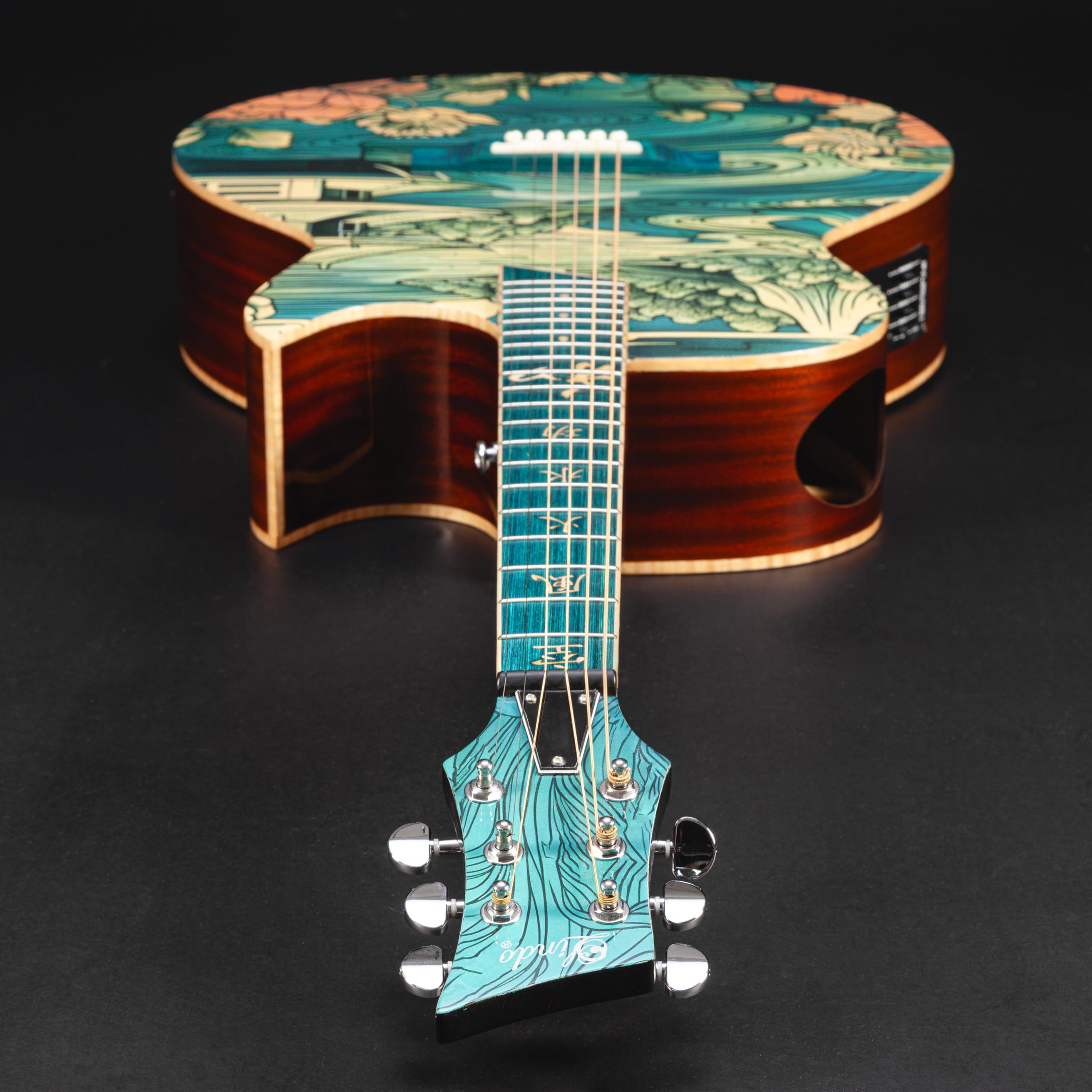 Lindo Mizumi Nylon Strings Electro Acoustic Guitar | Side Soundport | Japanese Lake Graphic Art Finish | Luminlays | 20th Anniversary Special Edition