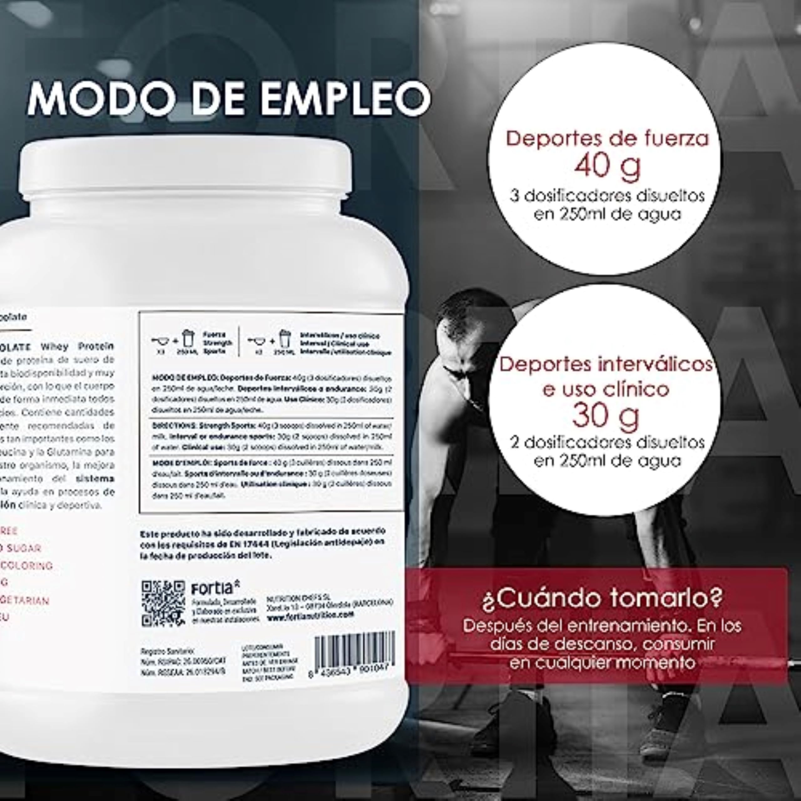 FORTIA Whey Protein Isolate 100% 36g/dosis + Shaker – Proteina Isolada de Suero Premium Hecha en España | Proteína Alta en BCAA, Leucina y Glutamina | Mejora Masa Muscular | Chocolate 1800g