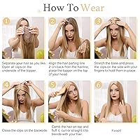 Vista 8 de SEGO Toppers de cabello humano para mujeres con cabello adelgazante, base de seda de 7 * 13CM (2.8 x 5.1 in), 100% cabello humano real, postizos
