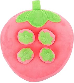 balacoo Snuffle Mat Dogs Feeding Mat Interactive Puppy Puzzle Toy Pet Nosework Training Play Mats for Encourages Natural Foraging Skills Pink Strawberry 22X22cm