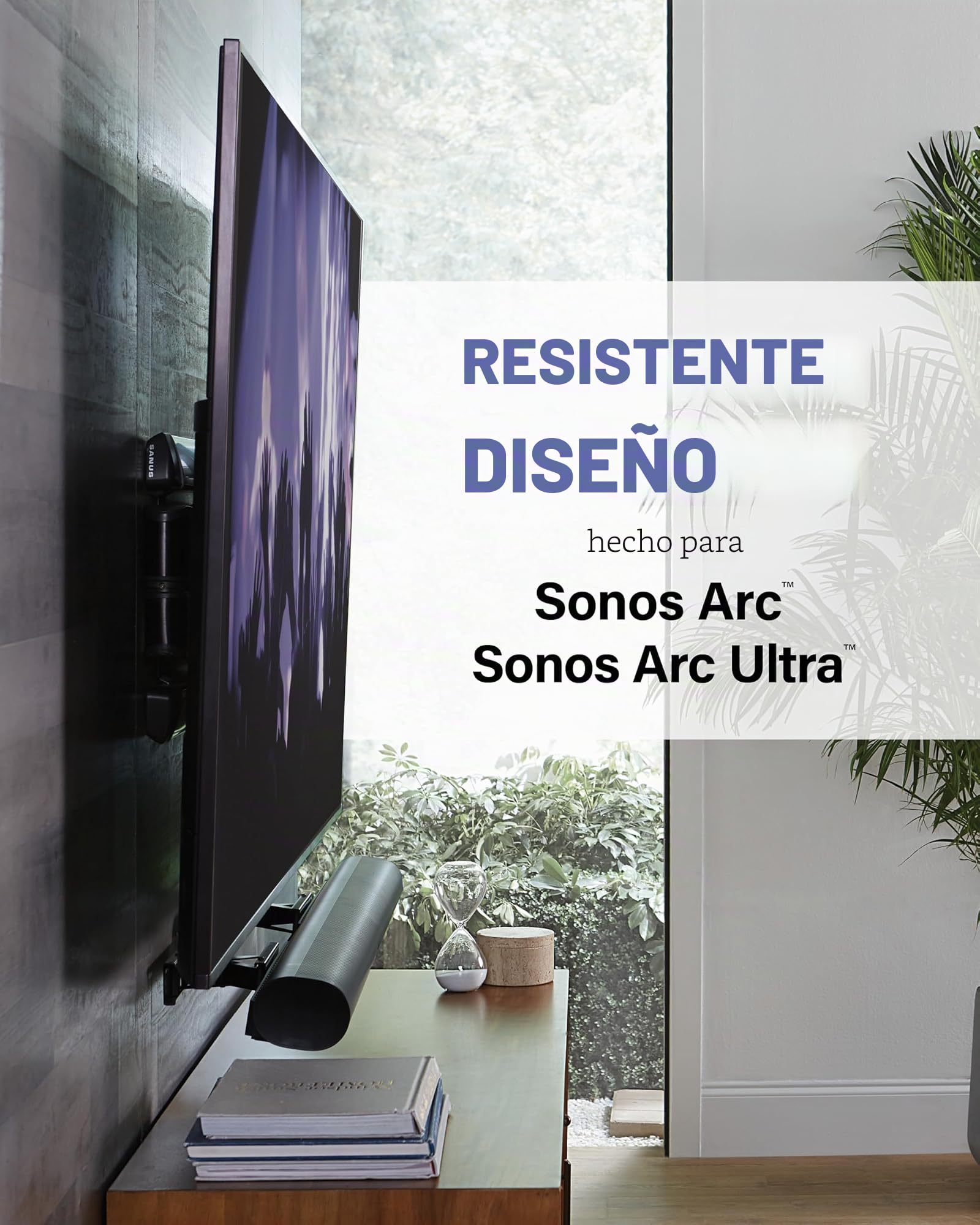Sanus Soporte de Pared para Barra de Sonido Extensible diseñado para Barra de Sonido Sonos ARC - Diseño de Perfil bajo y Mejora de Audio para Dolby Atmos -OSSAWM1-B2