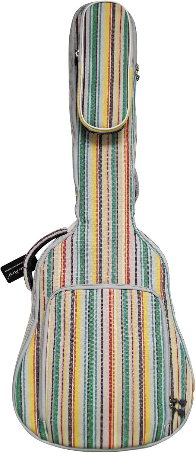 MUSIC FIRST 0.8" Padded Canvas Hawaii Style 36 inch Soft Guitar Case, Gig Bag, 36" Guitar Backpack (FIT FOR 36~37 inch, 3/4 Junior Size GUITAR, CHECK PHOTO No.2 AND MEASURE YOUR GUITAR!)