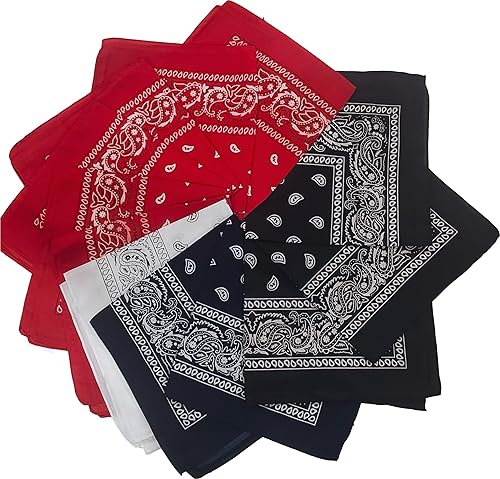 L&M® 12Pcs Bandanas 100% Cotton Paisley Print Head Wrap Scarf