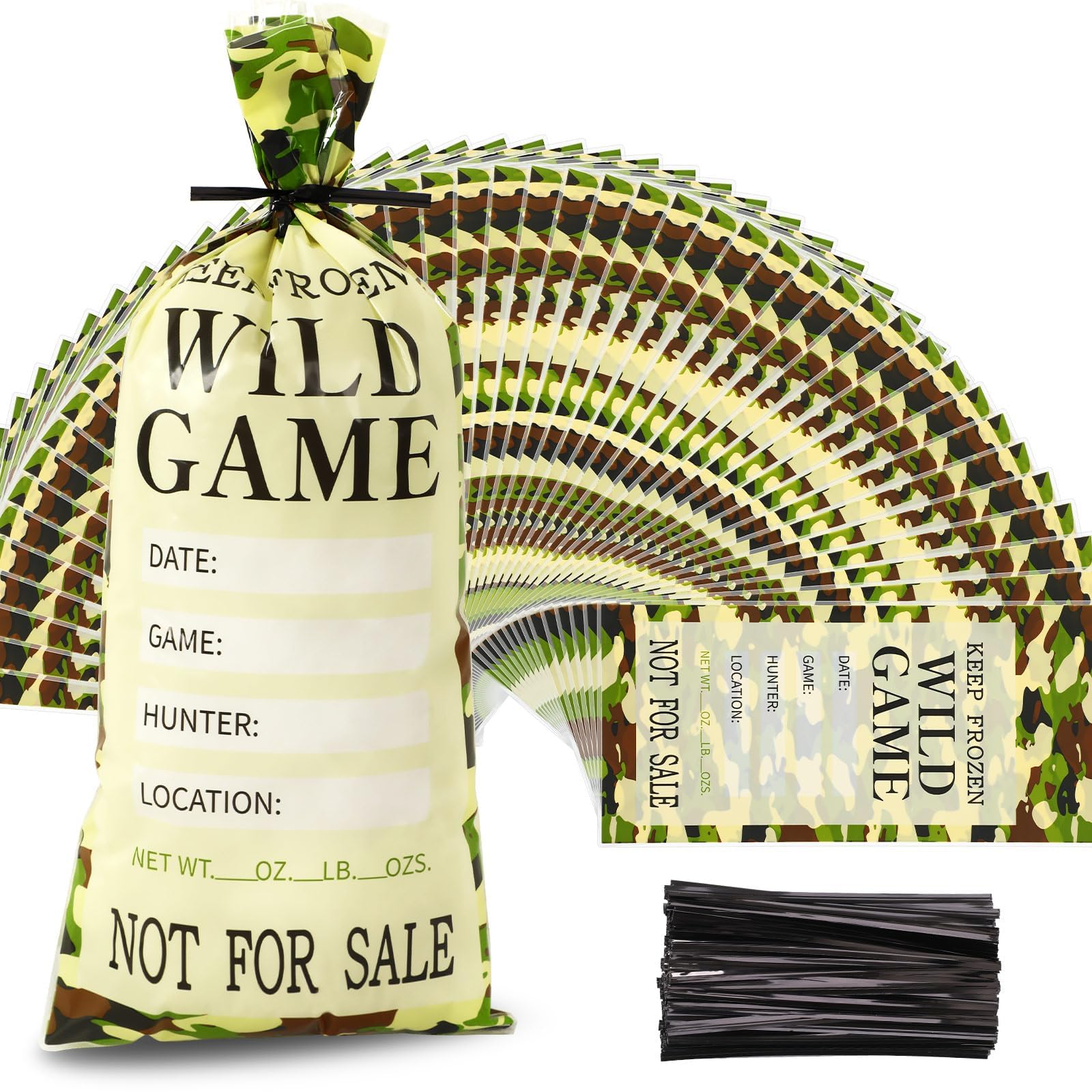 JULBEAR 150 Pieces Wild Game Meat Bags for Frozen Storage, 1 Lb Ground Meat Bags for Minced Meat Packaging, Wild Game Freezer Bags Avoid Your Meat From Freezer Burns