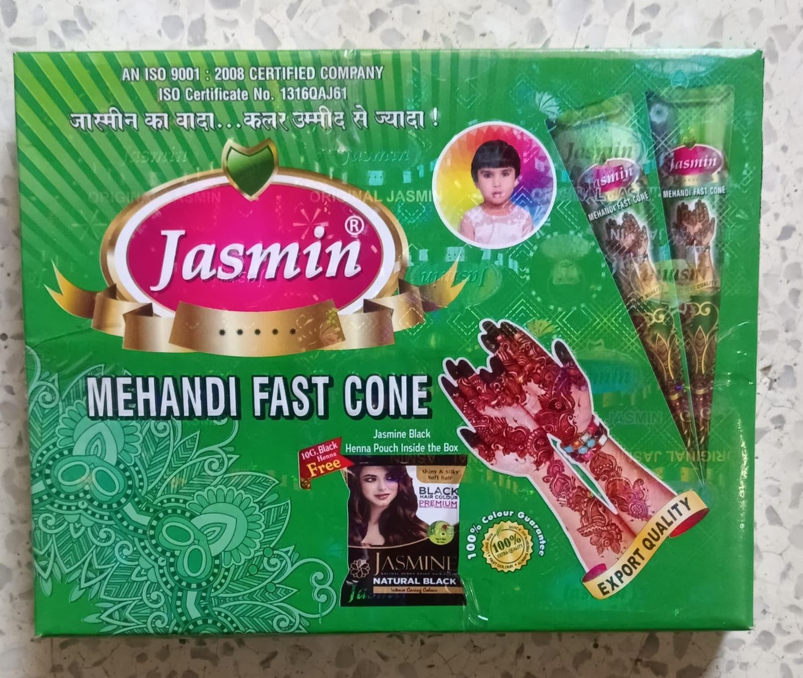 Jasmin Mehendi Fast Cone, 100% Natural Henna, Red Color, 5 Minutes Fast Development, 24Cones(Pack Of 2), Export Quality, ISO Certified-image-40