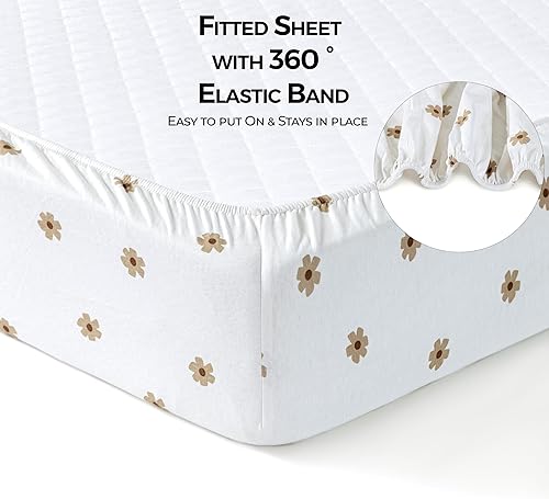 Miniatura 10 de Dreamology Sábana bajera ajustable para cuna de bebé, jersey de punto 100% algodón, se ajusta a colchones estándar para cuna, sábanas bajeras para