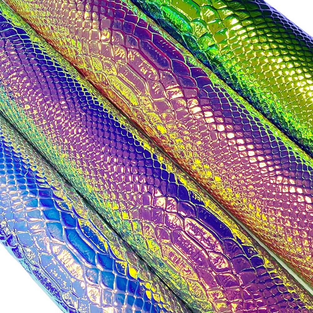 Wambere 5 unidades, tamaño 30 x 135 cm, piel sintética, piel sintética de poliuretano, multicolor, arcos de piel sintética con diseño de serpiente, para pendientes, lazos para el pelo y proyectos de