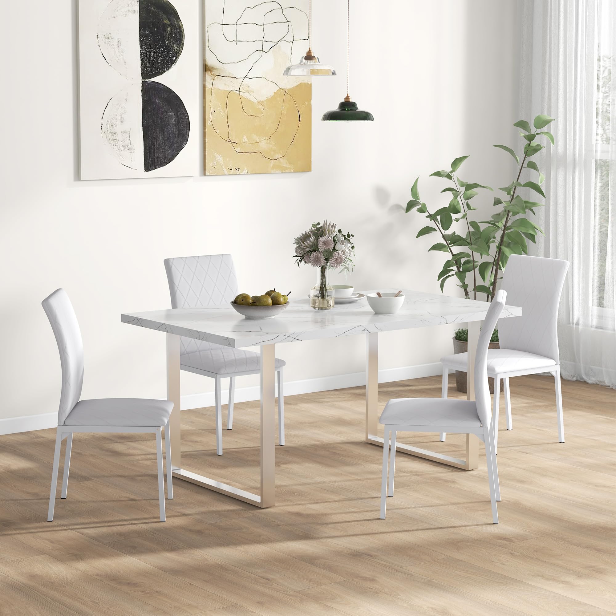 Lot De 4 Chaises De Salle à Manger Modernes HOMCOM - Dossier Haut Rembourré, Pieds Métal - Noir - Capacité 120 Kg