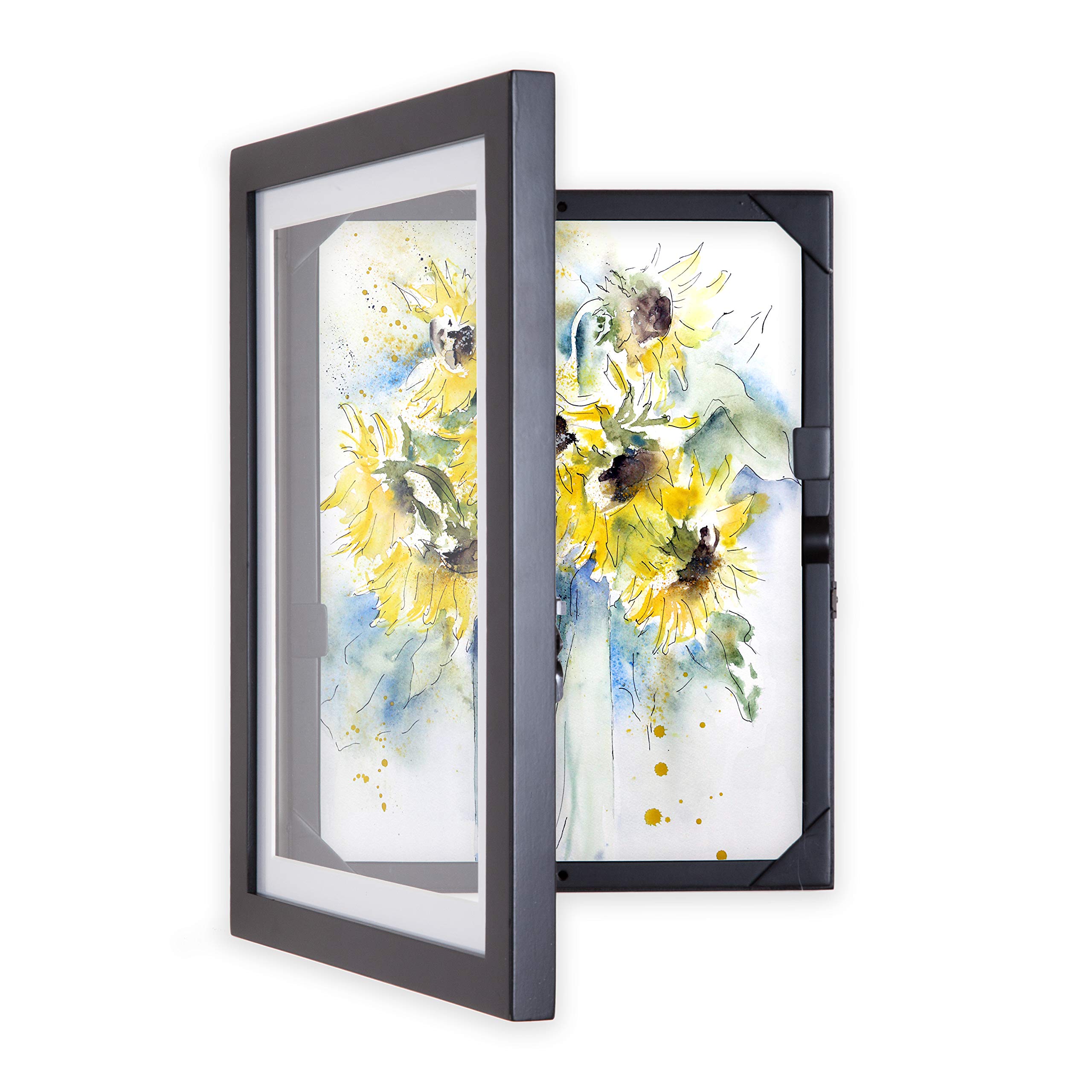 Dynamic Frames Li’l Davinci Art Cabinet, Stores up to 50 Pieces of 9 x 12 inch Art, Outer Wooden Dimensions 11.75 x 14.75 inches, Kids Art , Front Opening, Hangs Vertical or Horizontal, Black