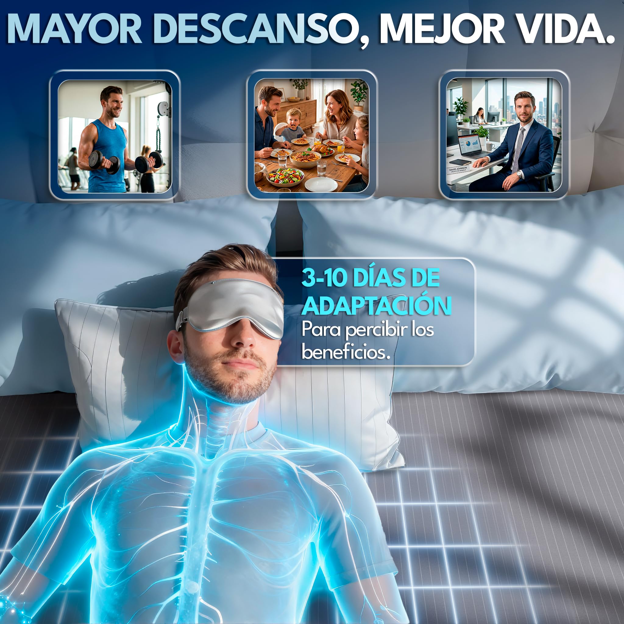 Sabanas Grounding Ajustable 10% Plata 90% Algodon| Sabanas de Conexion a Tierra + Cabezal + Cable + Tester + Antifaz Lino (Gris, Cama Individual (90x200x30))