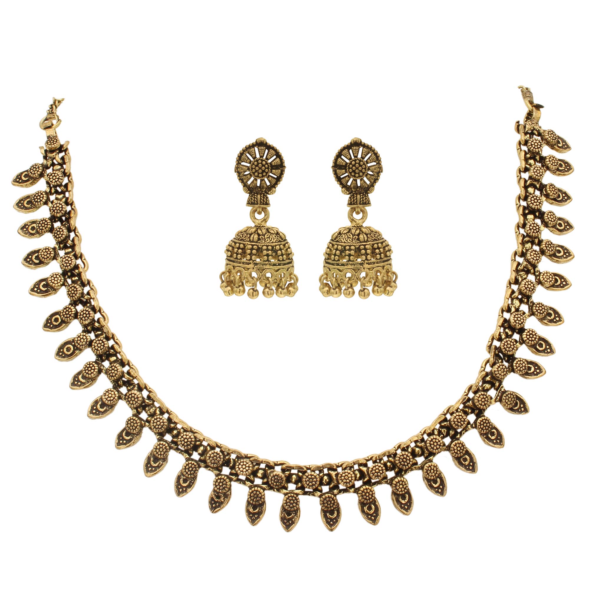 SasitrendsOxidised German Silver Necklace with Earrings for Women and Girl's