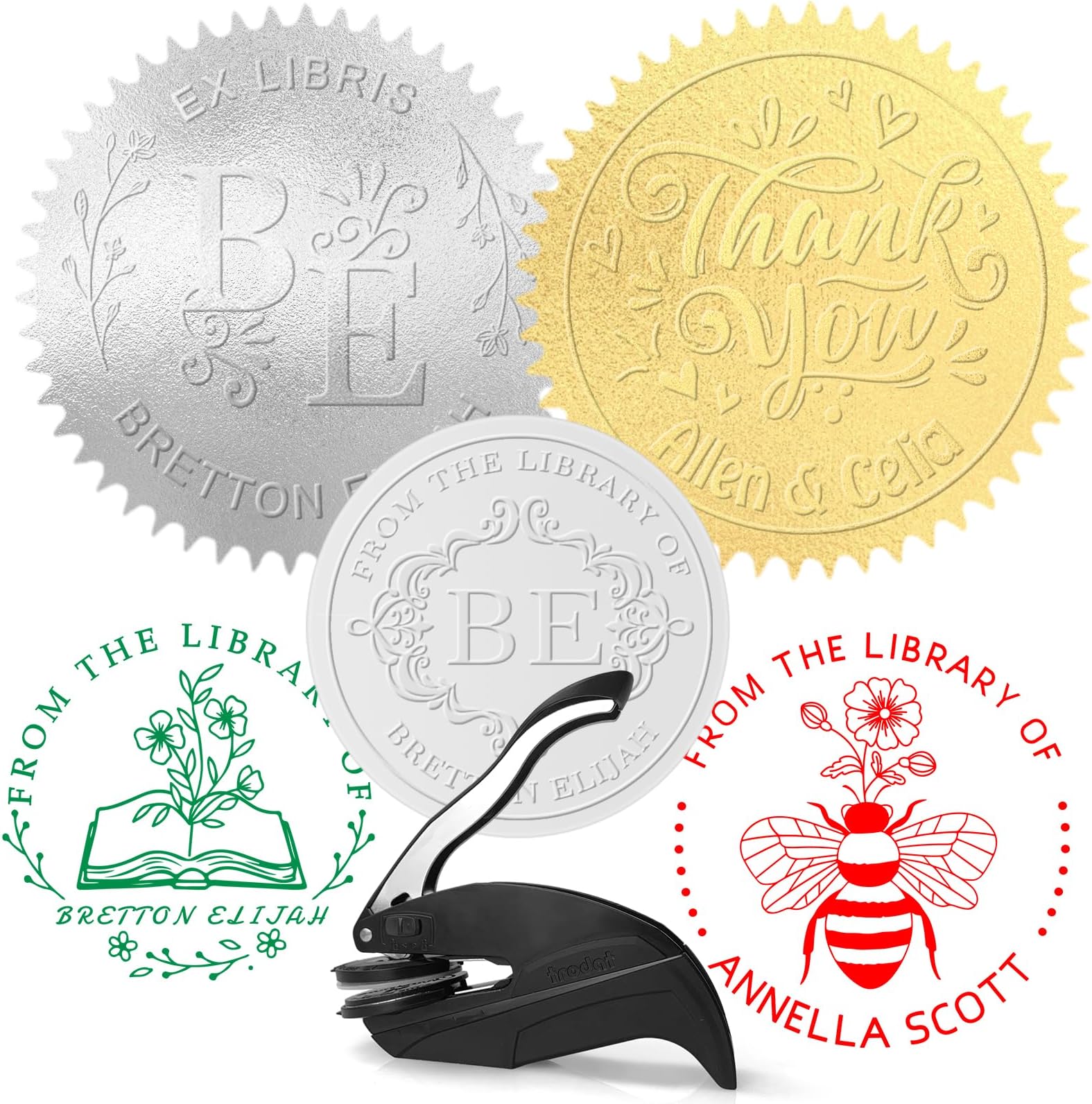 Personalized Book Stamp Custom Embosser with Name Text Customized Personal Seal Book Lovers Gifts