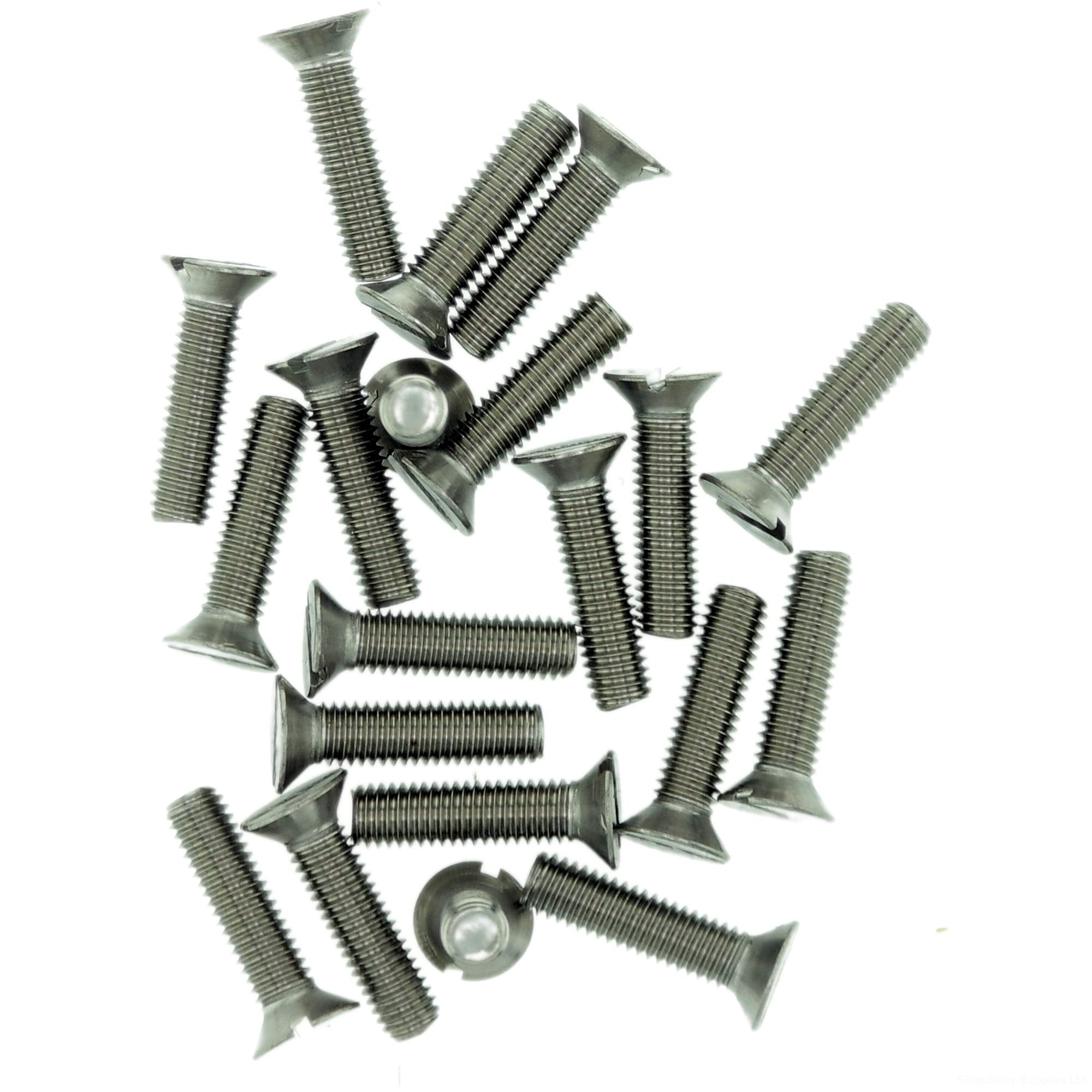 Singularity Supplies M2.5 (2.5Mm X 16Mm) Slot Countersunk Machine Screw (Bolt) - Stainless Steel (A2) (Pack Of 20)