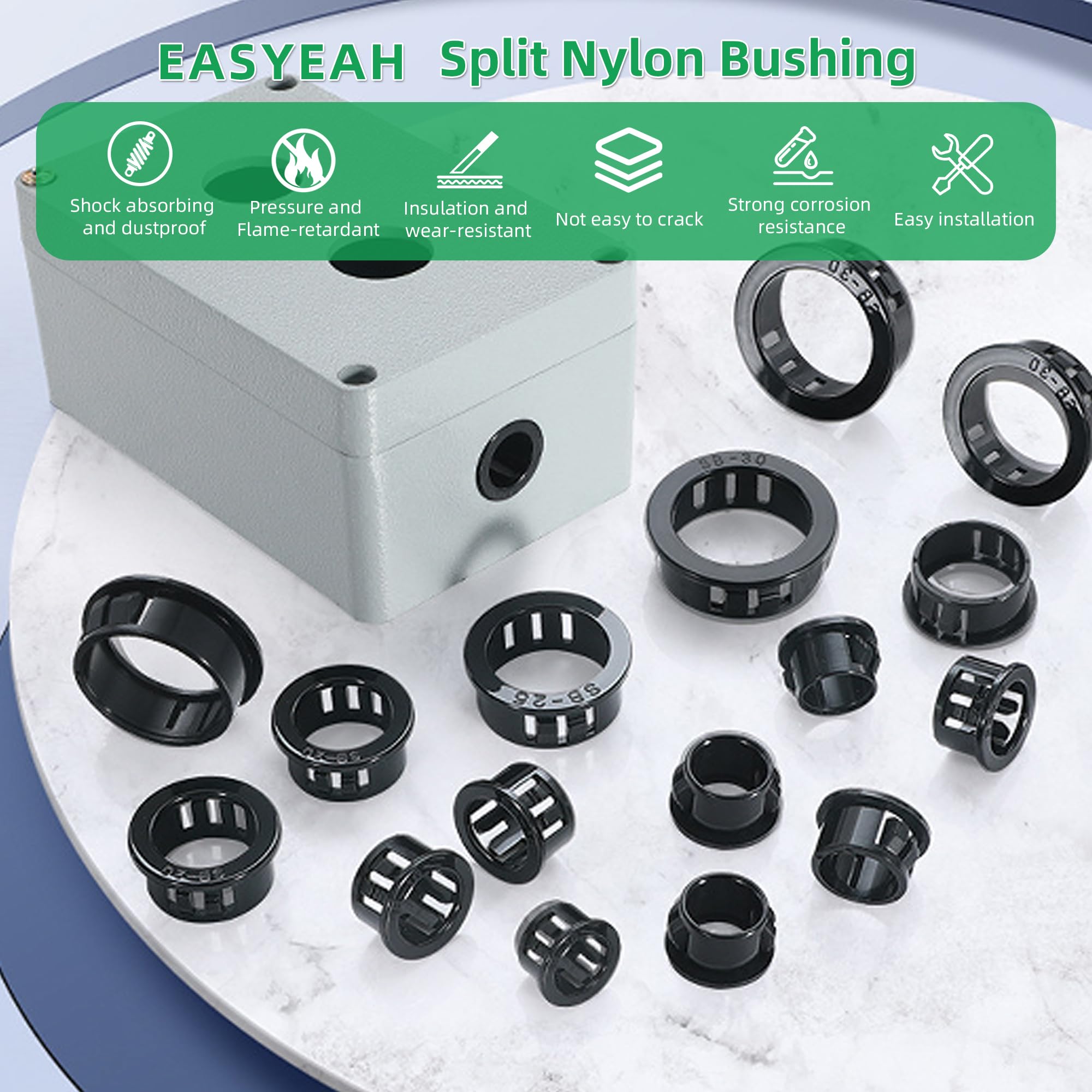 EASYEAH Black Snap-in Grommets - Cable Protection -3