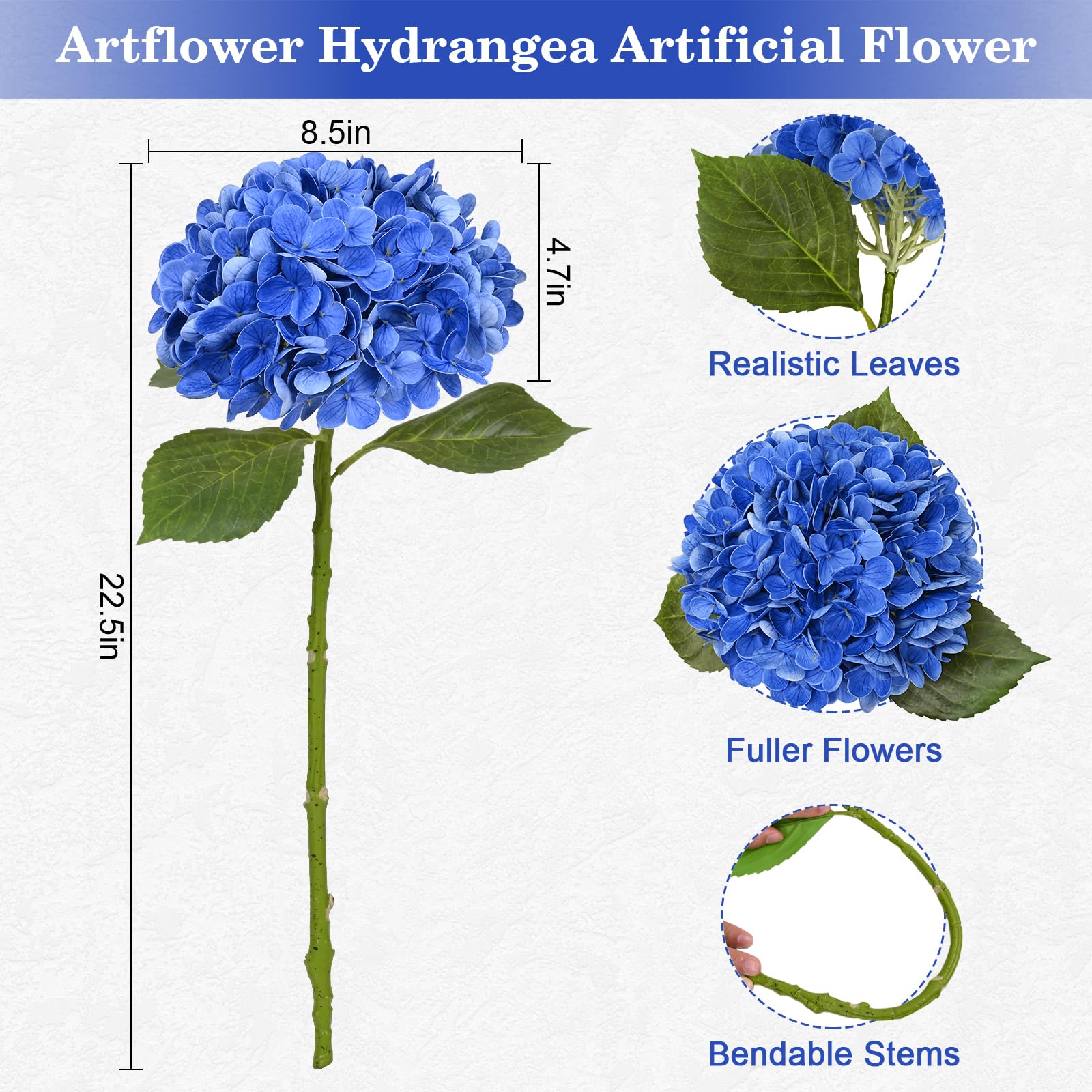 Amazon.co.jp: Artflower 4個 リアルタッチ アジサイ 造花 22.5インチ