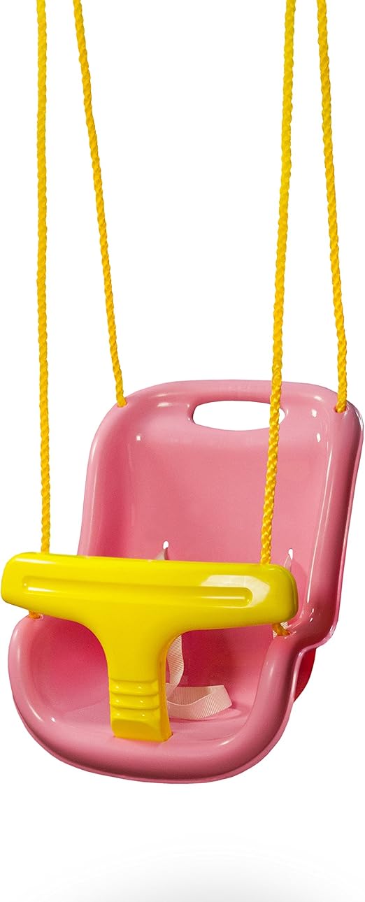 Swing-N-Slide WS 4001-PK Plastic Infant Swing with Nylon Rope Swing Set Attachment, Pink w/Yellow