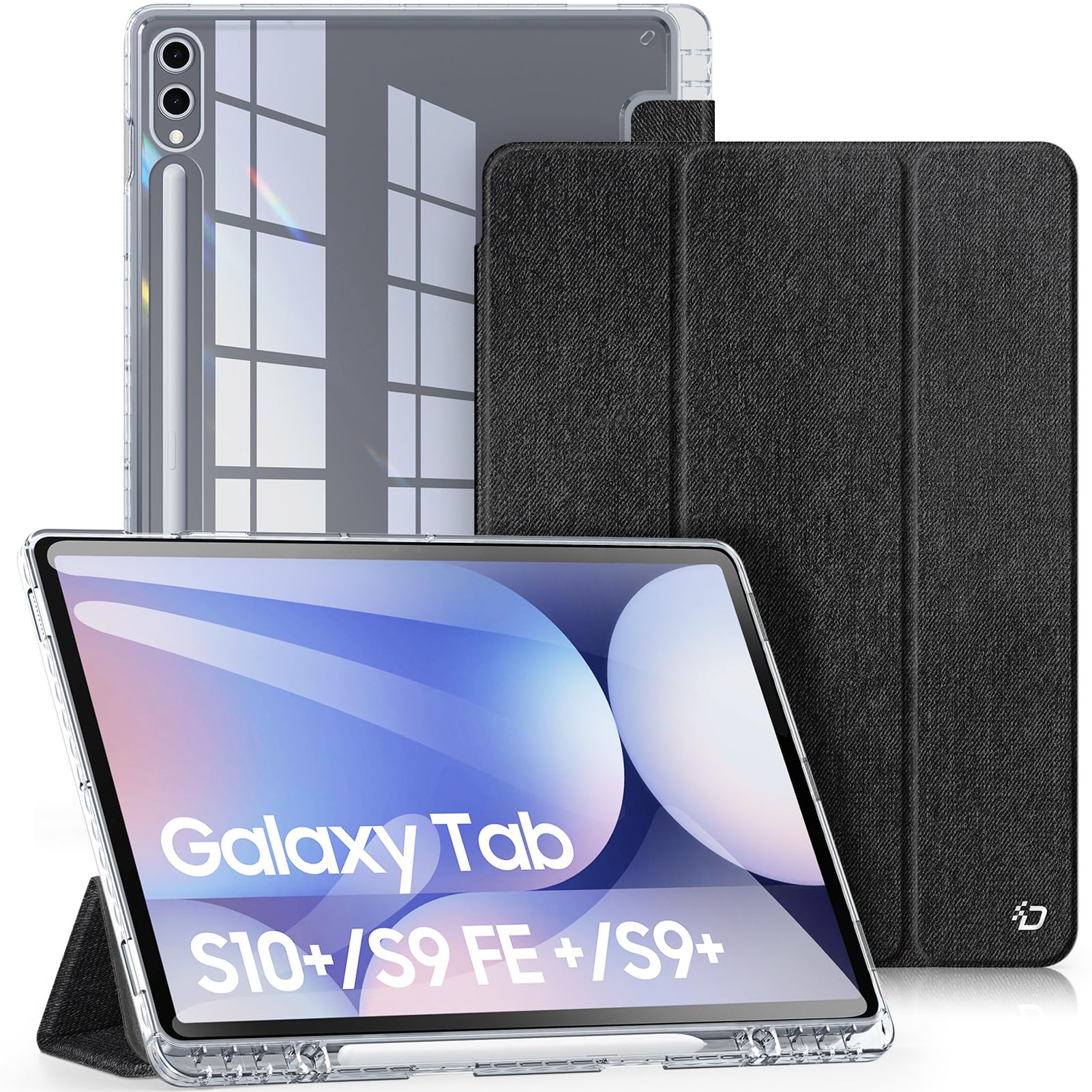 DUX DUCIS Hybrid Hülle für Samsung Galaxy Tab S10+ Plus/S9 FE+ Plus/S9+ Plus 12,4 Zoll, Dünn & Stoßfest Sturzschutz Hülle mit Pencil Halter, Schutzhülle mit Transparente Hartschale Rückseite, Schwarz