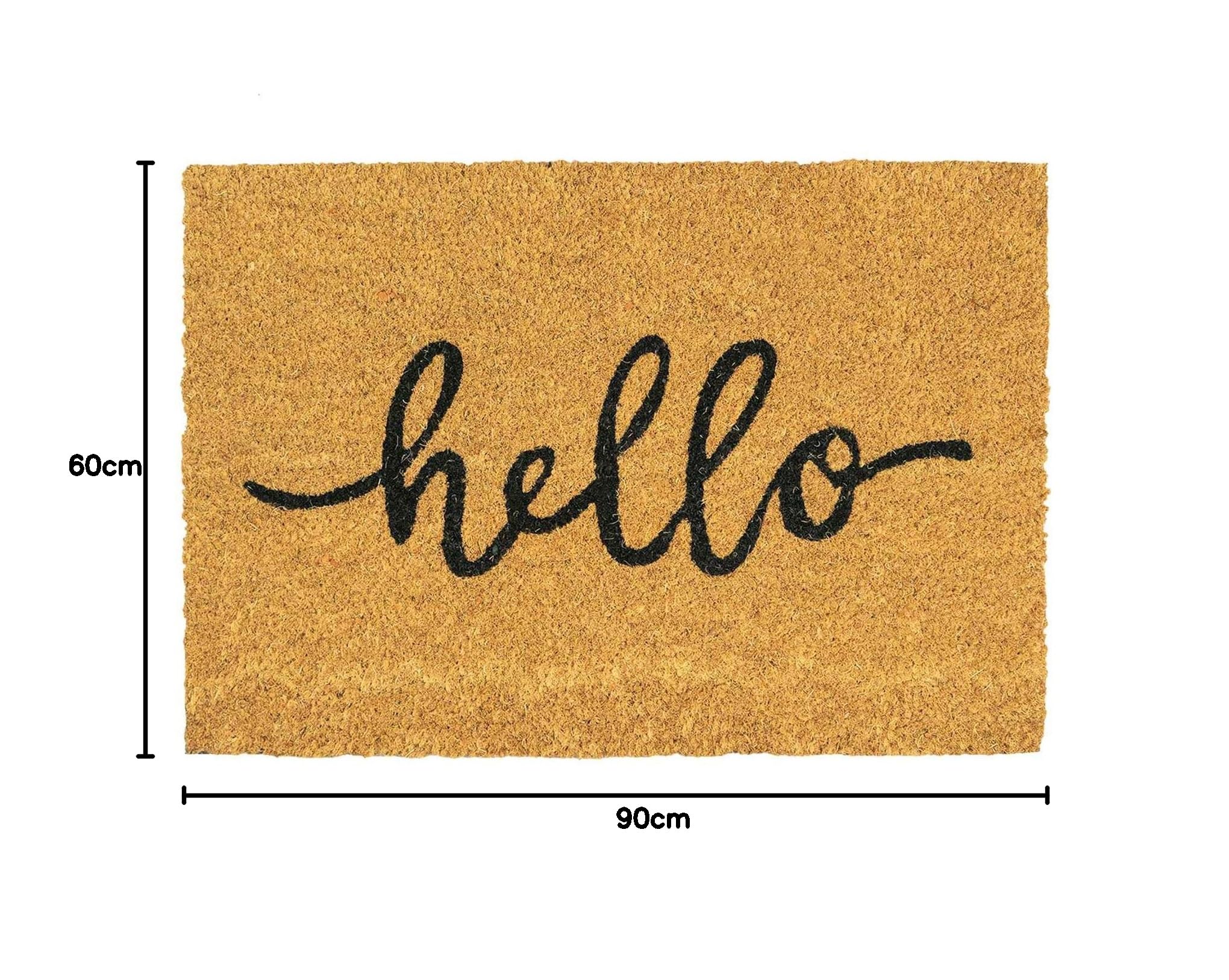 Nicola Spring Mat de Porte de la Coco - nattes de Bienvenue en Plein air naturales à la Noix de Coco - 90 x 60 cm - Bonjour