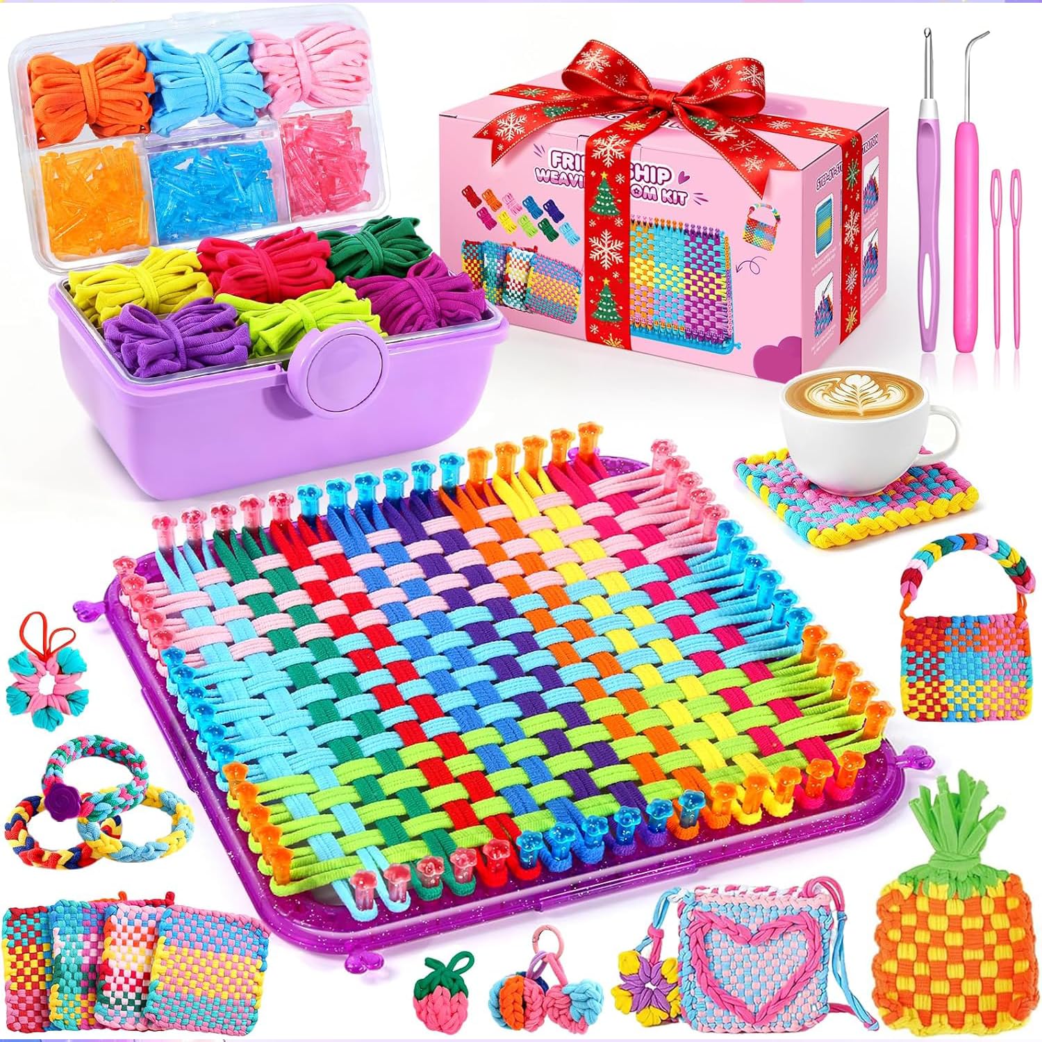 478Pcs Weaving Loom Kit, Knitting Loom with Binding Needles &amp; Colored Rings