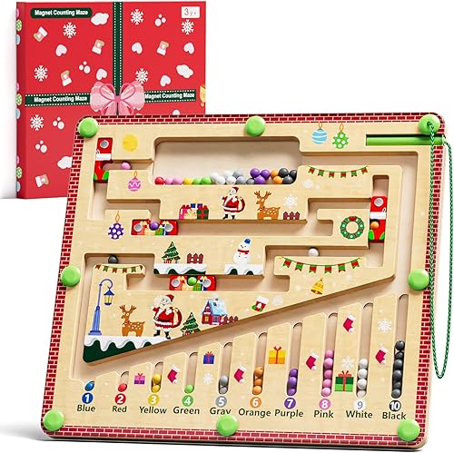 Laberinto magnético de color y números, juguetes Montessori para niños de más de 3 años, tablero de actividades de rompecabezas de madera, juguete