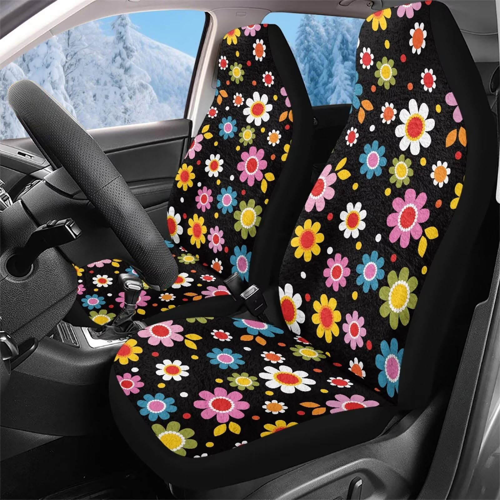Housses de siège auto universelles fleurs colorées couvre siège machine berline
