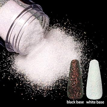 Allstarry 2 Colors Nail Glitter Dust White Black Sugar Effect Powder
