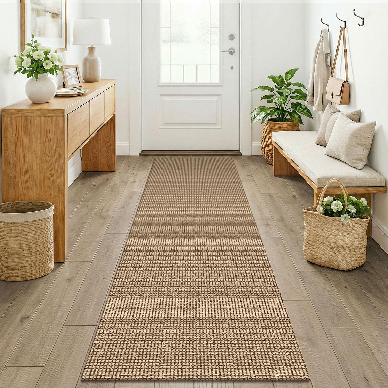 KOZYFLY Boho Runners for Hallways 2x7 ft Washable Kitchen Runner Non Slip Rubber Backed Hall Runners Cotton Entryway Runner Rugs for Indoor Backdoor Bedroom Kitchen, Orange Beige/Tan/Brown — image 1