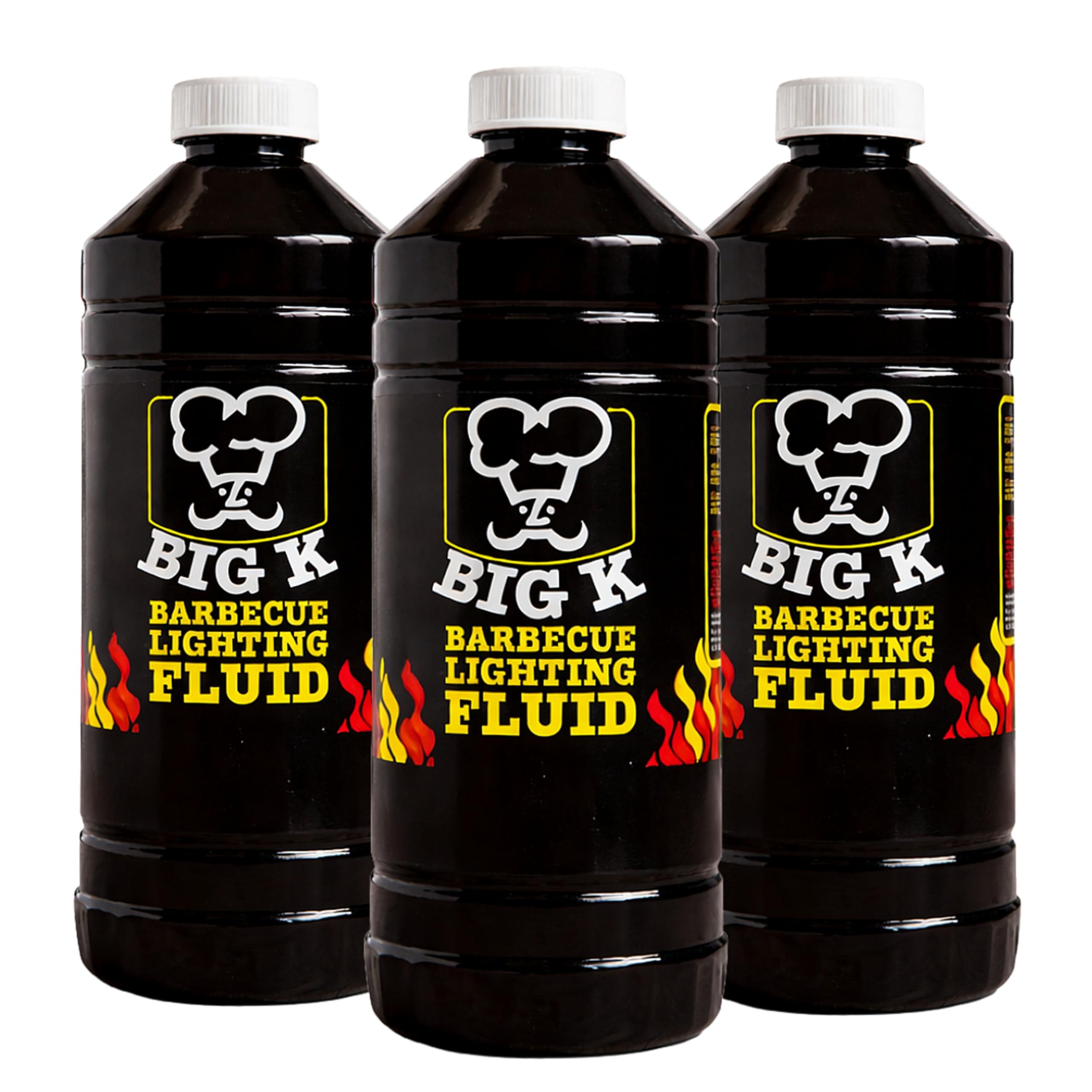 Topline Big K Barbeque Firelighter Odourless Fluid Bundle - Pack of 3 x 1000ml Outdoor Fires, BBQs, Firepits & Log Burners, Camping Grill. Bonfire Lighting Fluid with Unique Card.
