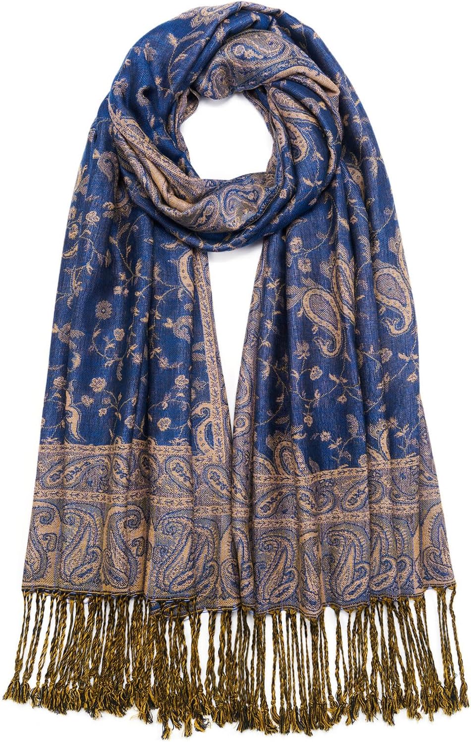 QIUTIMIY Paisley Pashmina Shawl Wrap Women Reversible Vintage Jacquard Pashmina Rave Scarf with Fringe for Evening, Wedding