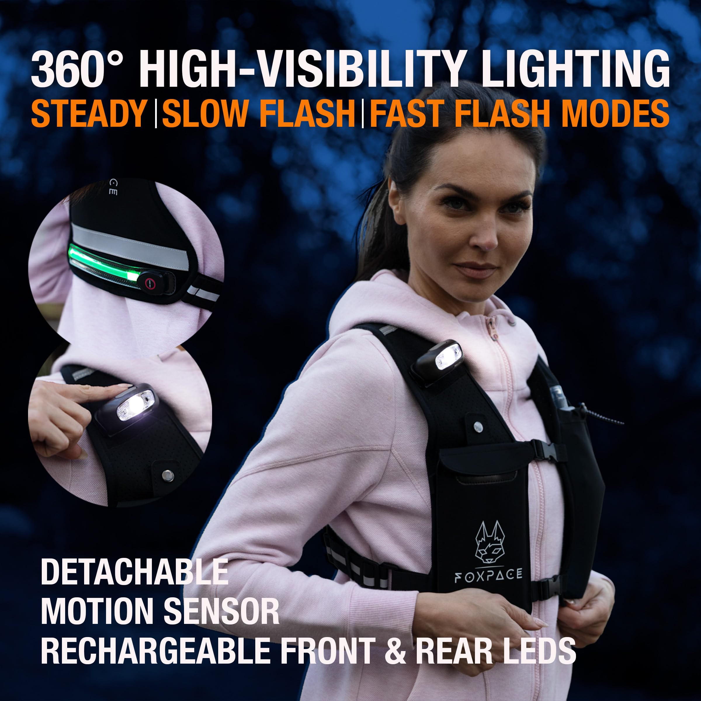 Gilet da corsa per donne e uomini, borraccia per idratazione, traspirante, regolabile, zaino per escursionismo, maratona, tasca impermeabile per telefono, riflettente a LED