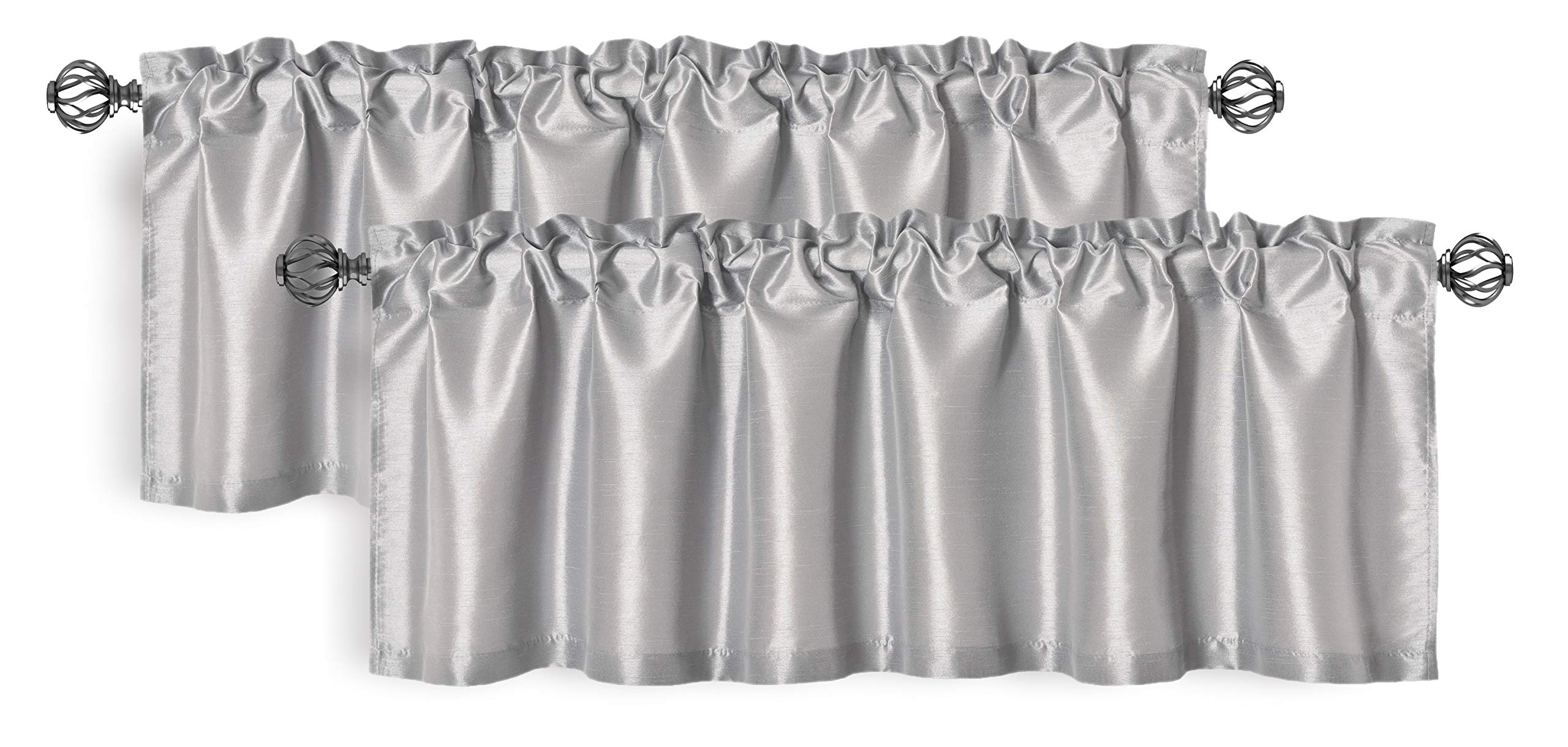 Aiking Home Faux Silk Slub Textured Light Filtering Valance Curtains - Rod Pocket Rustic Farmhouse Window Valances for Kitchen Living Room Bedroom,