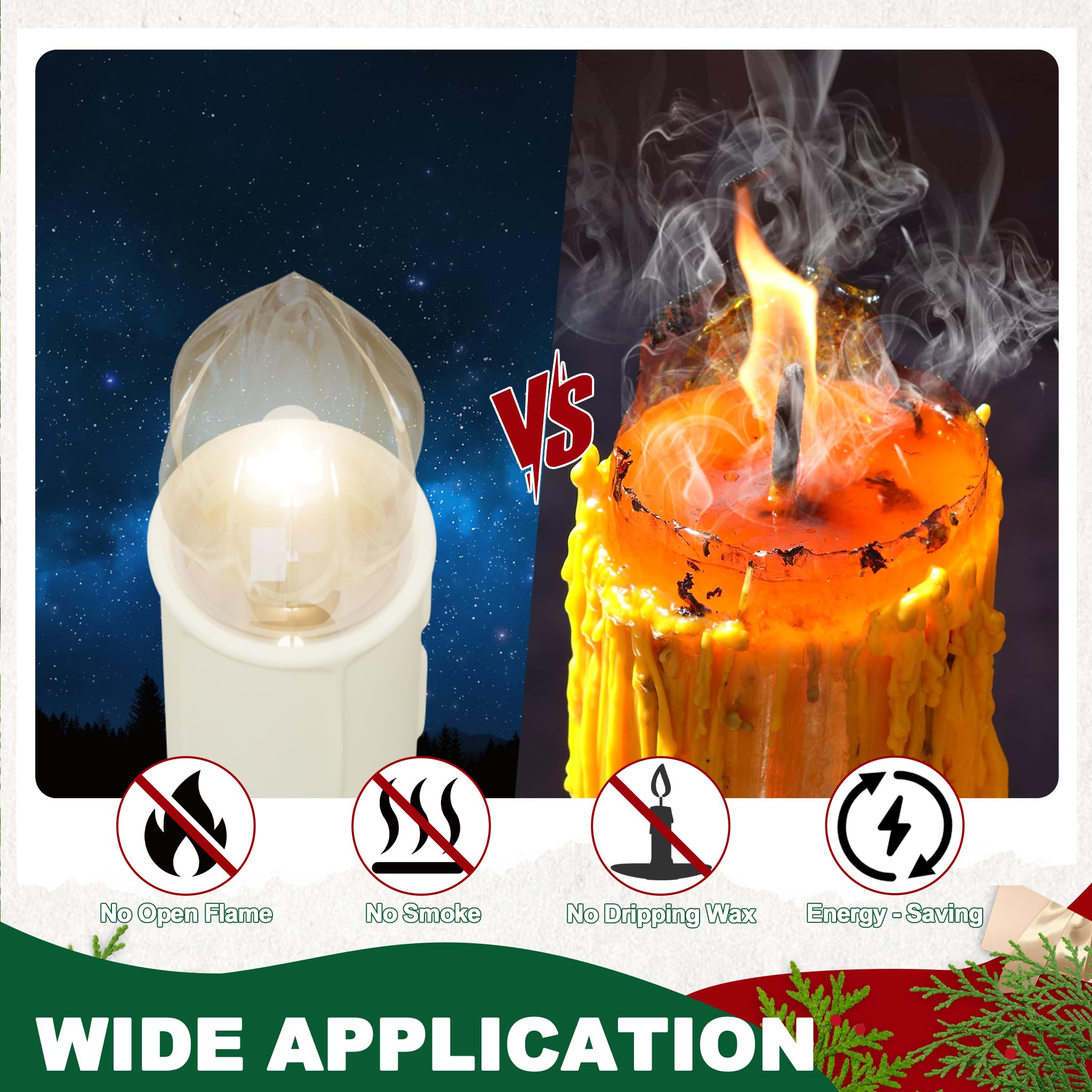 UISEBRT 40er Set LED Weihnachtskerzen Kabellos – Mit Fernbedienung & Clip