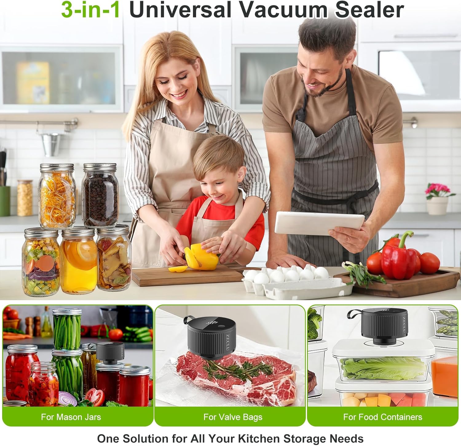 Electric Mason Jar Vacuum Sealer Kit, Automatic Jar Sealer for Wide and Regular Mouth Mason Jars, Portable Cordless Vacuum Sealer for Canning and Food Storage, Includes 20 Lids, 24 Labels, Black