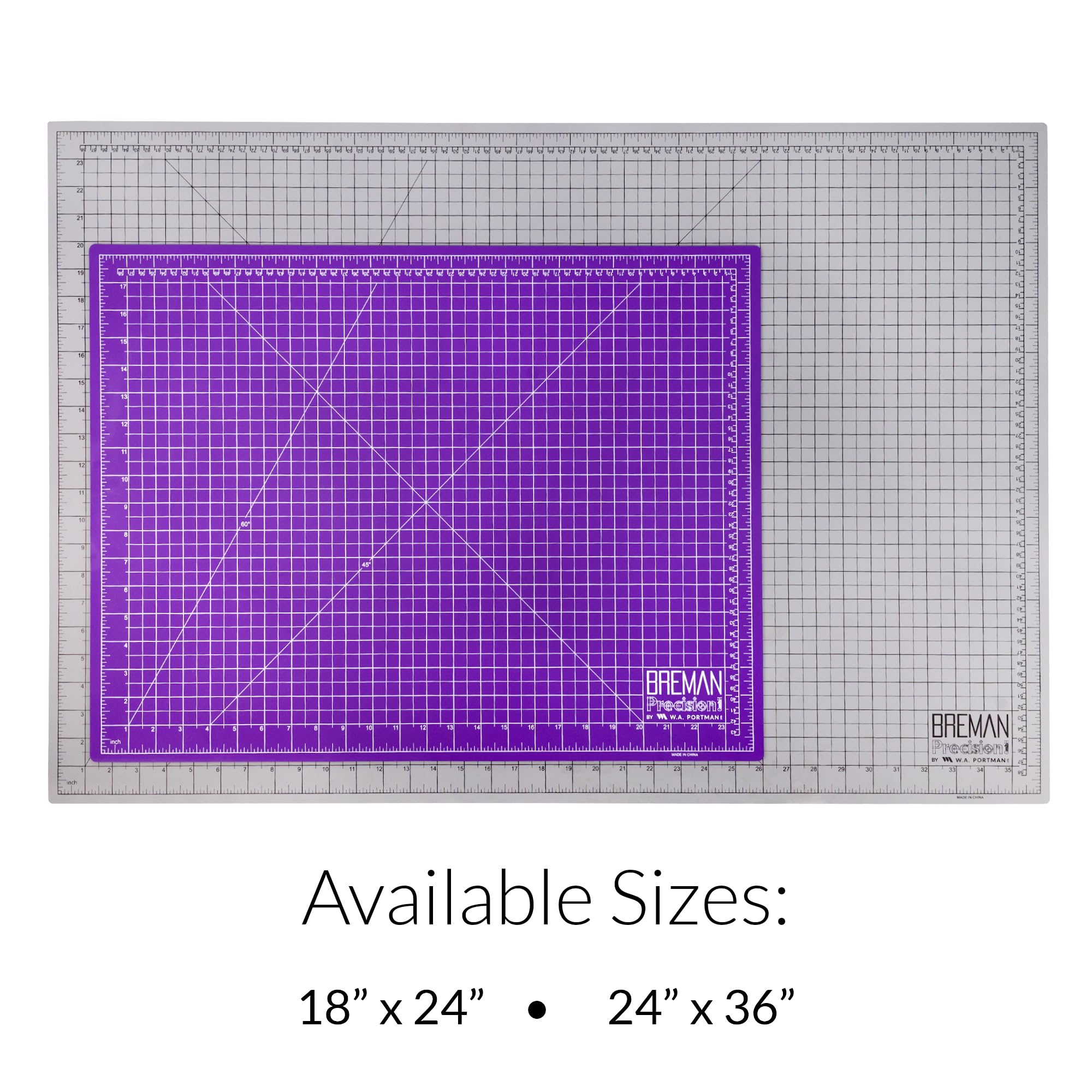 Breman Precision Alfombrilla de corte autorreparable de 24 x 36 pulgadas – Alfombrillas de corte de PVC de 5 capas morado/gris para manualidades, costura, acolchado y proyectos de bricolaje, diseño