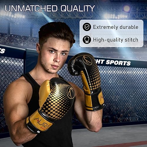 Miniatura 6 de Aura Boxing Gloves Men Women - Heavy Bag Gloves with Foam Padding and Breathable Mesh, Pro Training Muay Thai Gloves, Maximum Protection Kickboxing