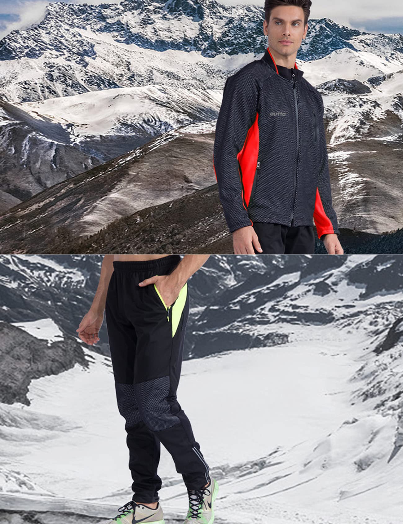 Bestgift Forro polar ciclismo Jersey hombre manga larga hombres otoño e invierno más polar para mantener caliente travesaño parabrisas ciclismo Jersey chaqueta hombre, Black+Fluorescent Green1, XXL