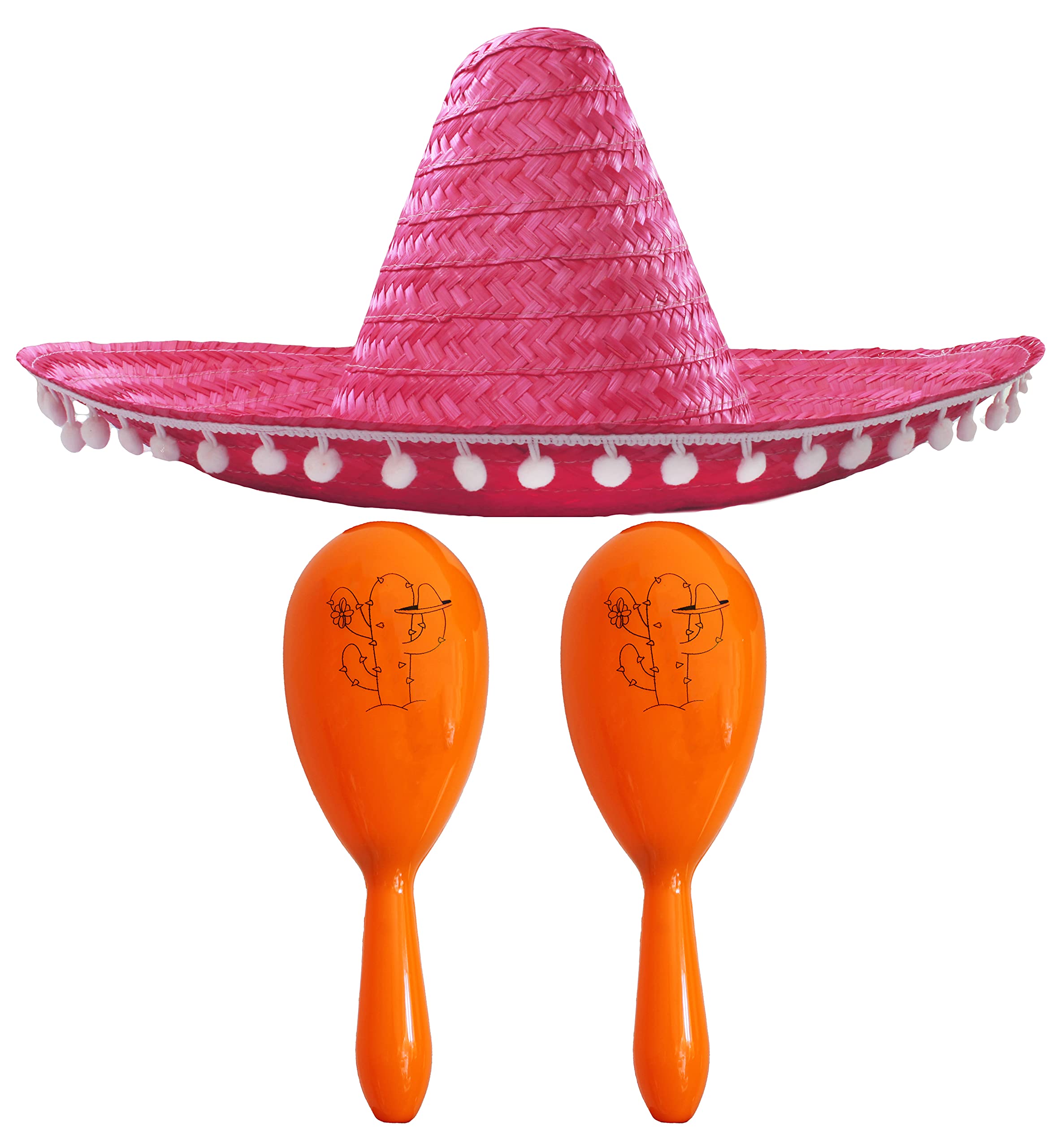 Mexican Fancy Dress Accessory Set - Mexican Sombrero With 2x Maracas - Perfect for Mexican Fancy Dress Costumes Senorita Bandit Mariachi Cinco De Mayo Fancy Dress