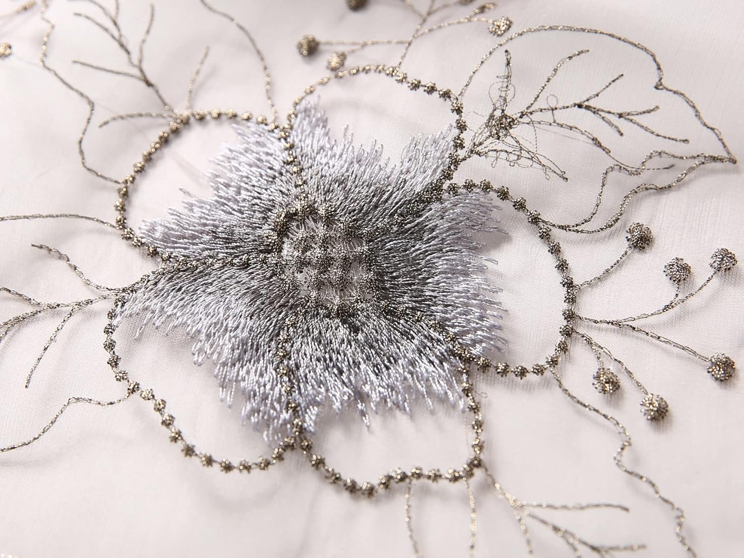 Jeelow Silk Wool Floral Fashion Scarf Shawl Wrap Lightweight Sheer For Women Floral Embroidery Wedding Party Prom - Image 3