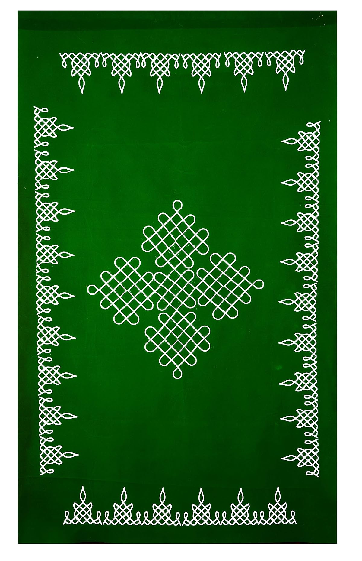 Daedal crafters Velvet Green Cloth Kolam Backdrop with Dots for All Festivals &