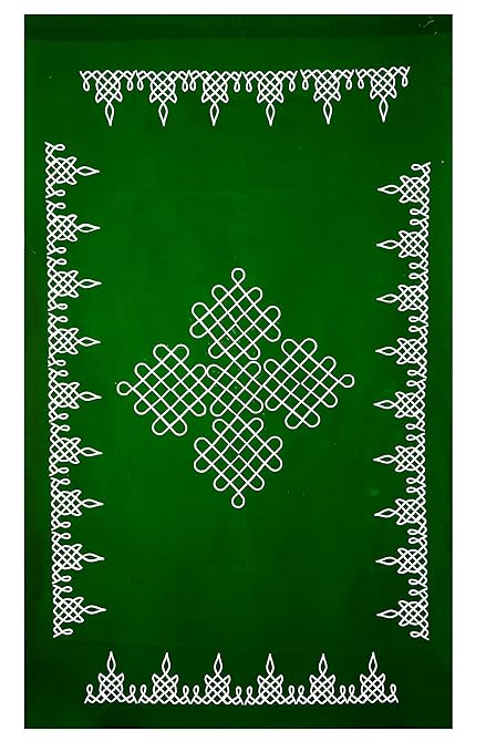 Daedal crafters - Velvet Cloth Kolam Back Drops for All Festivals (Green)