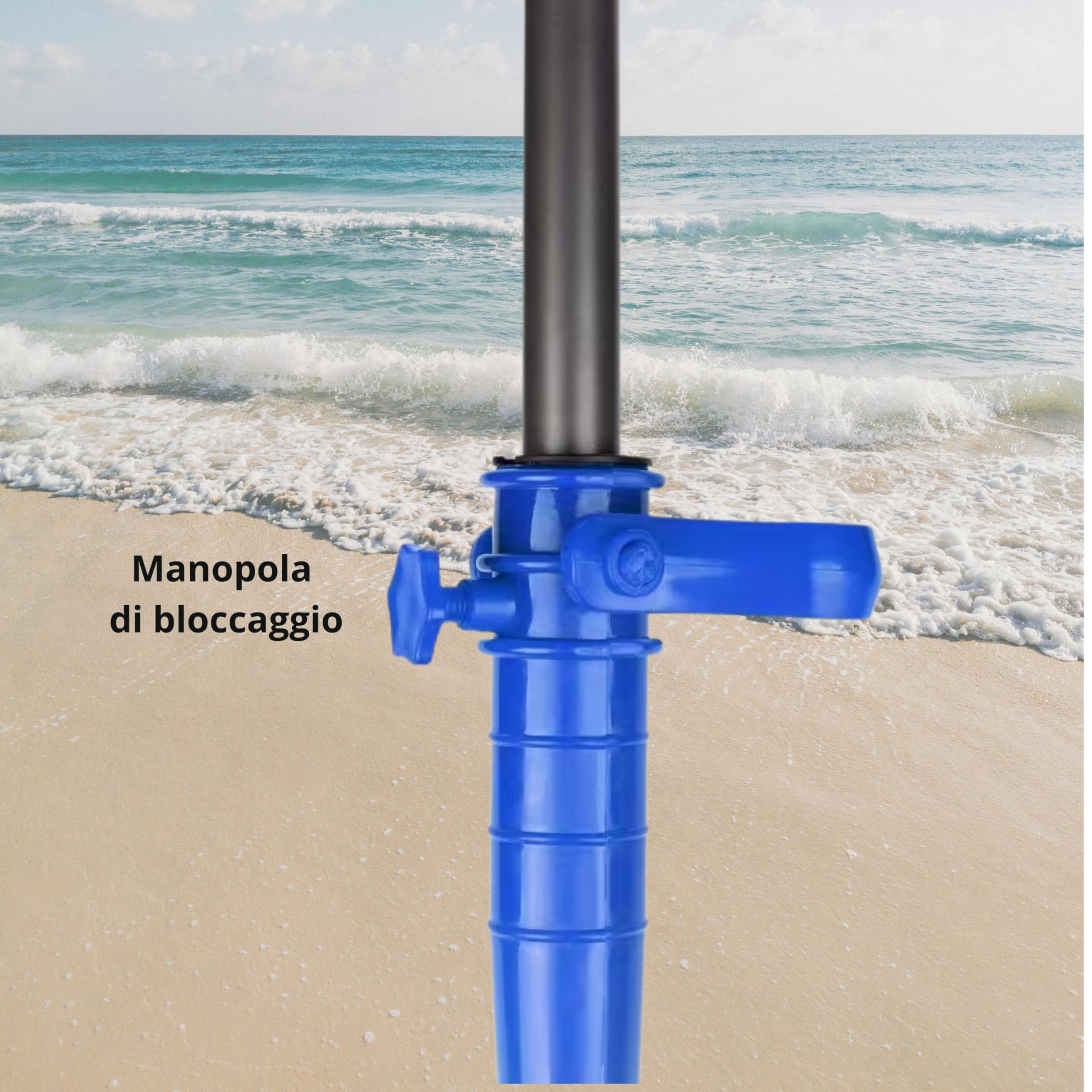 CLICLED Erdspieß Sonnenschirm für den Strand, 38 cm, Erdbohrer für Sand, Rasen, Meer, mit Anker-Schraube, winddicht, universell, drehbar, für schnelle Befestigung, Stabilisator aus ABS-Kunststoff